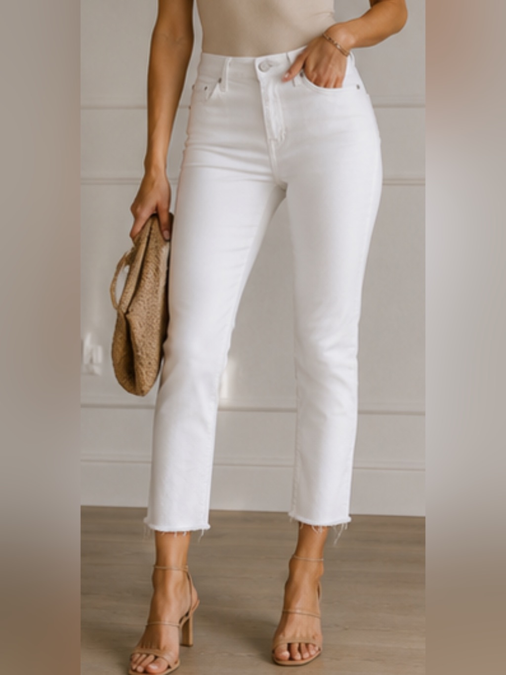 Nwt 7 For All Mankind White Crop Super Skinny Jeans Raw Hem Slim Illusion Size28